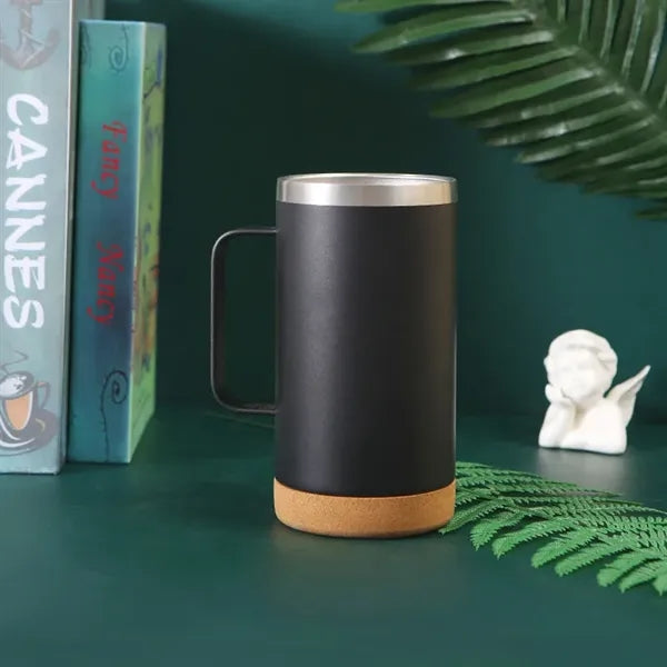 16oz Insulated Vacuum Coffee Mug with Cork Bottom and Handle