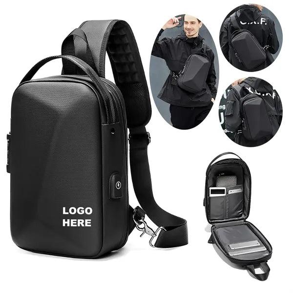 Anti-Theft Sling Backpack Hard Shell Crossbody Bag for Men