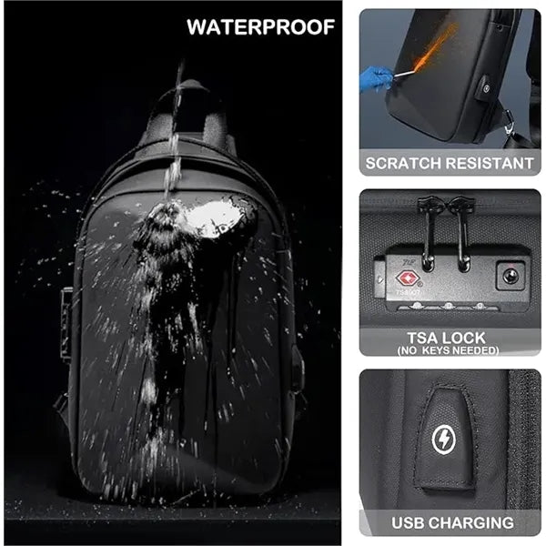 Anti-Theft Sling Backpack Hard Shell Crossbody Bag for Men