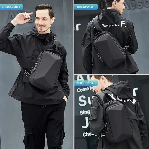 Anti-Theft Sling Backpack Hard Shell Crossbody Bag for Men