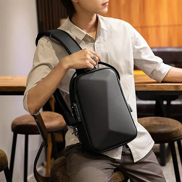 Anti-Theft Sling Backpack Hard Shell Crossbody Bag for Men