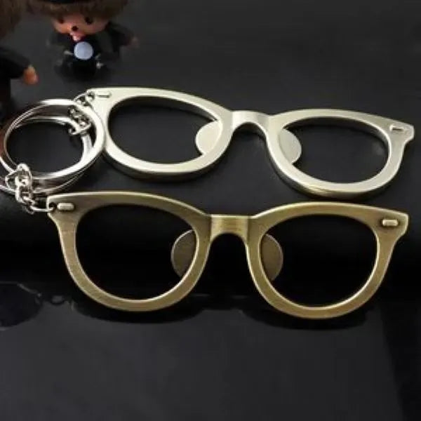 Glasses Shaped Metal Bottle Opener Key Chain