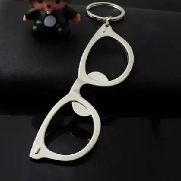 Glasses Shaped Metal Bottle Opener Key Chain