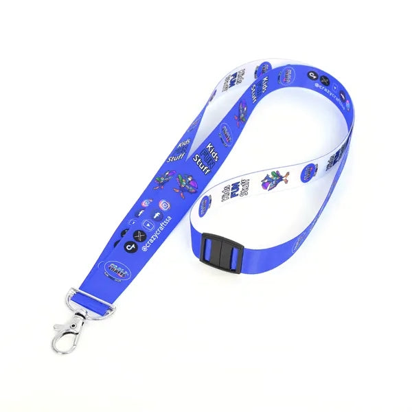 1" Clip Full Color 50D RPET Lanyard - Free Air Shipping