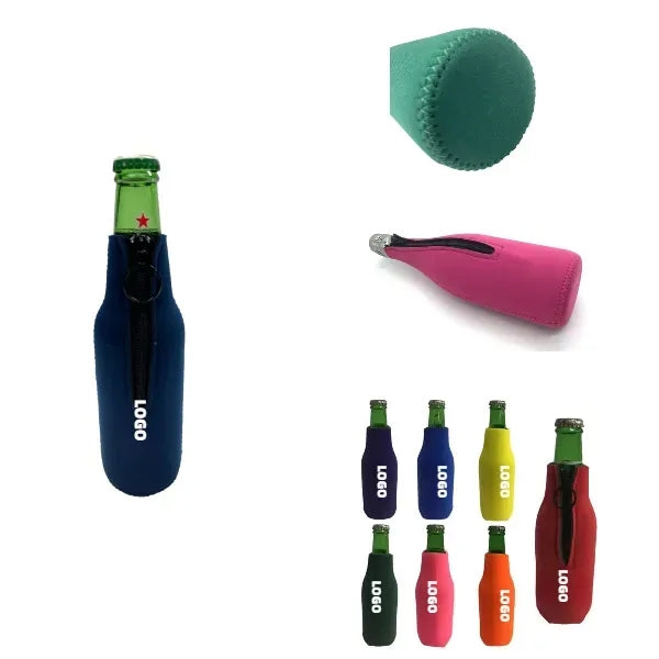 Ring Zipper Collapsible Neoprene Bottle Cooler