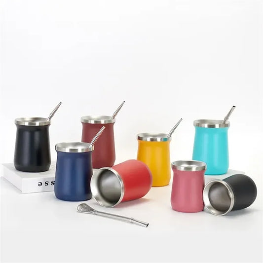 8oz Mini Insulated Madai Cup With Metal Straw