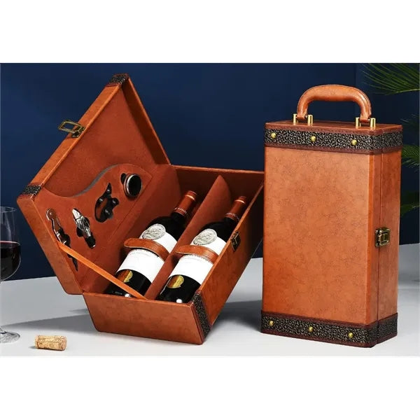 2 Bottle Gift Box for Wine with 4 Accessories Set