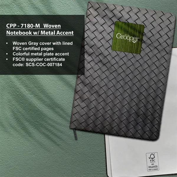 Woven Notebook with Metal Accent