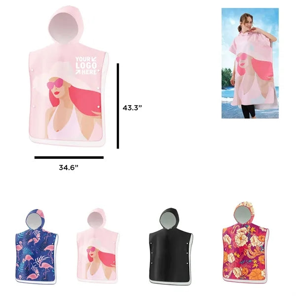 Quick-drying Hooded Beach Robe for Swimming 43.3" x 32.2''