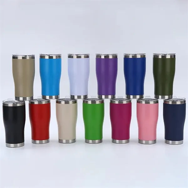 20oz Powder Coated Waist Shape Insulated Mug with Lid