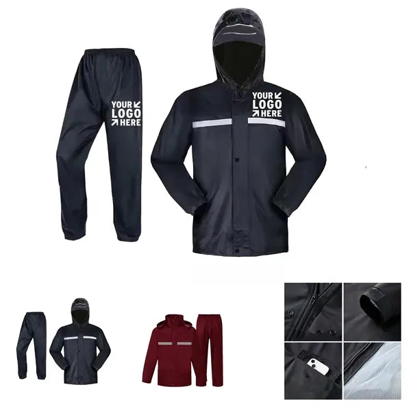 Oxford Thickened Cycling Rain Jacket Set w/ Reflective Strip