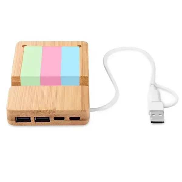 Bamboo USB Hub with Wood Phone Holder