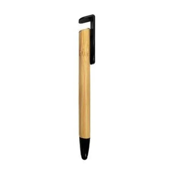 2-In-1 Eco-Friendly Bamboo Ballpoint Pen With Phone Holder