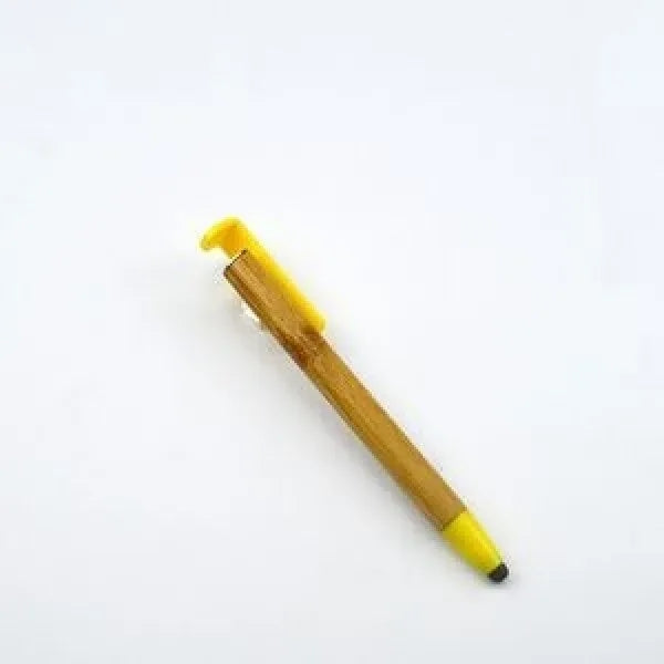 2-In-1 Eco-Friendly Bamboo Ballpoint Pen With Phone Holder