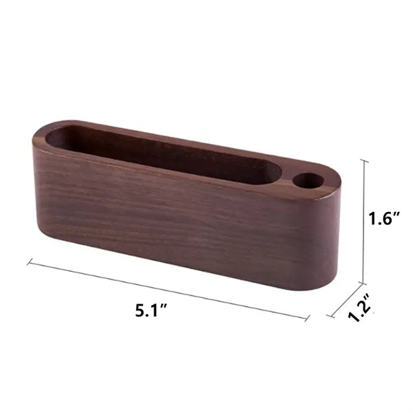 Walnut Wood Business Card Display Stand W/Pen Holder