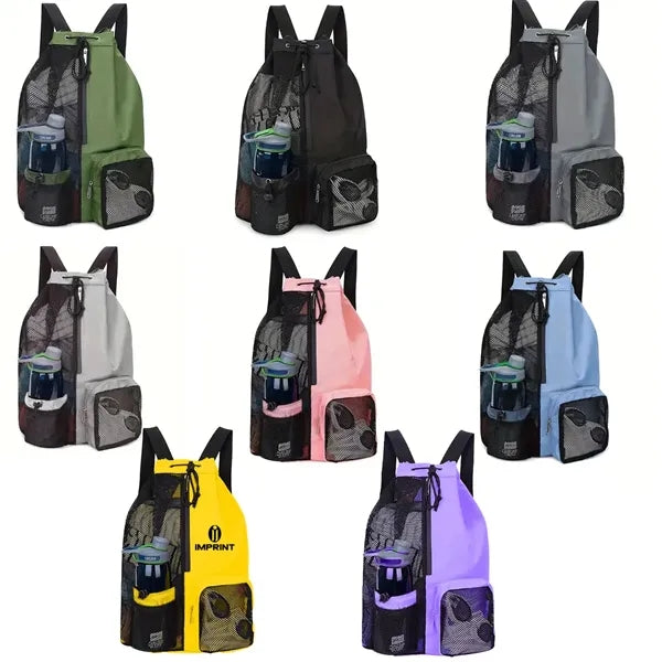 Swim Bag Mesh Drawstring Backpack