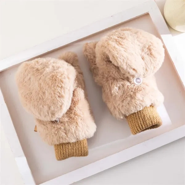 Faux Fur Mittens Fingerless Gloves