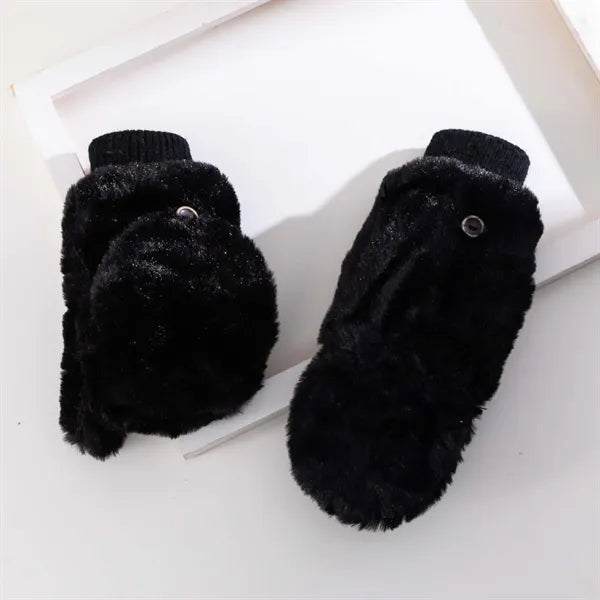 Faux Fur Mittens Fingerless Gloves