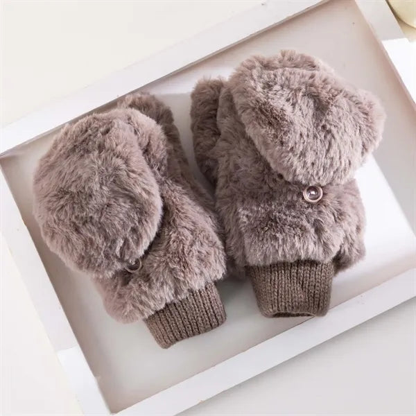 Faux Fur Mittens Fingerless Gloves