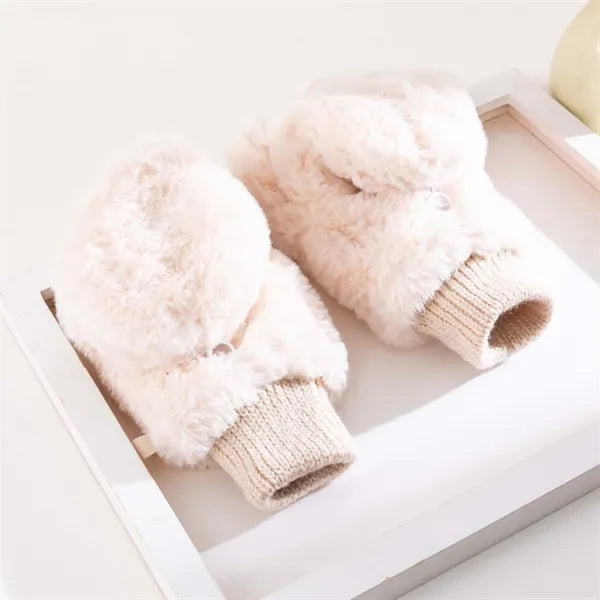 Faux Fur Mittens Fingerless Gloves