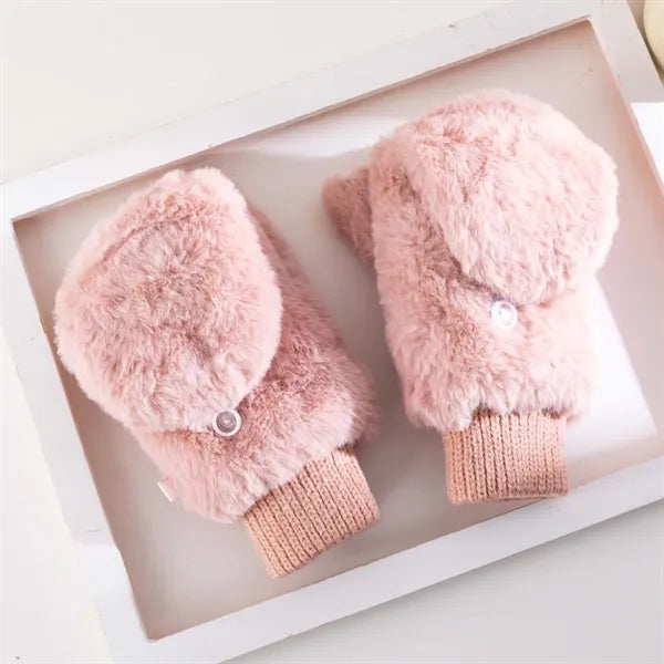 Faux Fur Mittens Fingerless Gloves