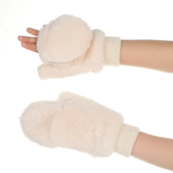 Faux Fur Mittens Fingerless Gloves