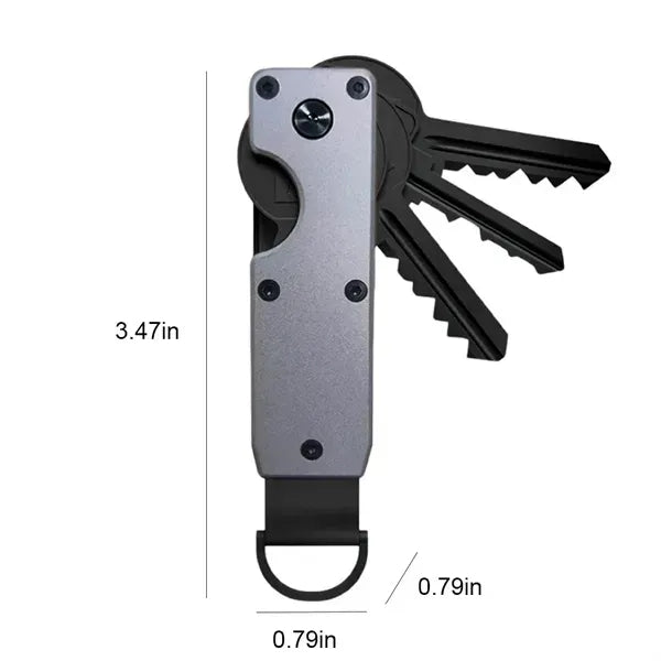 Compact Metallic Key Holder Keychain Secures