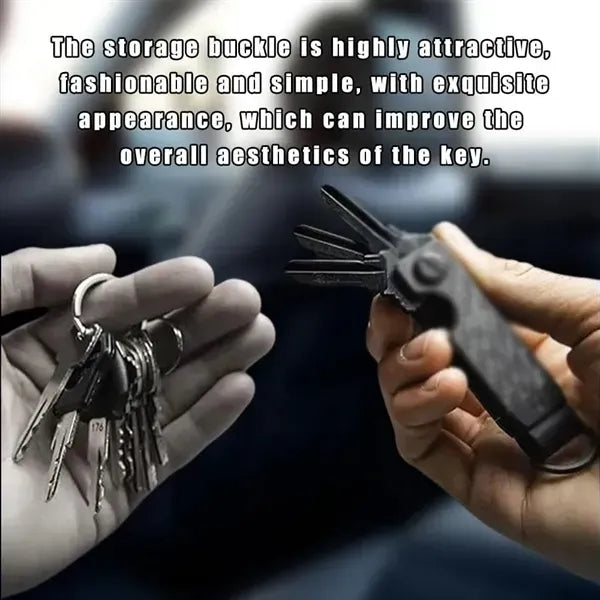 Compact Metallic Key Holder Keychain Secures