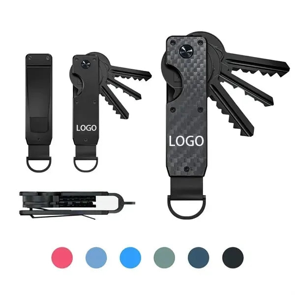 Compact Metallic Key Holder Keychain Secures