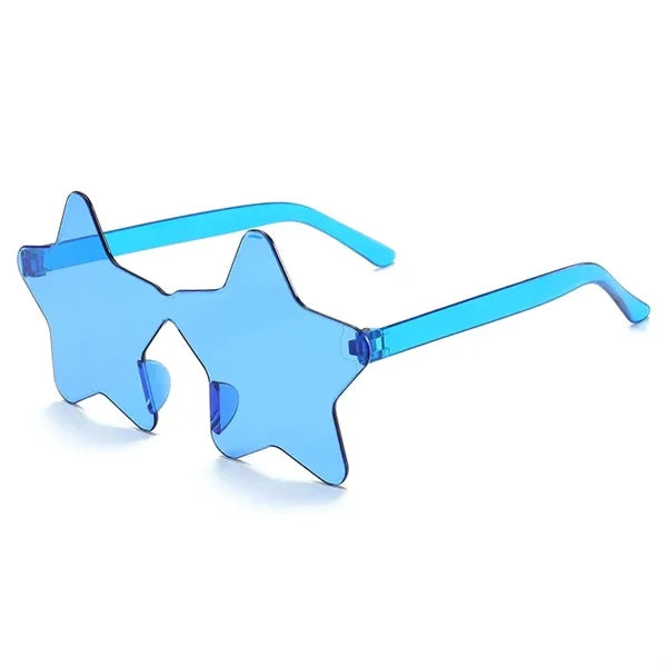 Frameless Star Transparent Colorful Heart Shaped Sunglasses