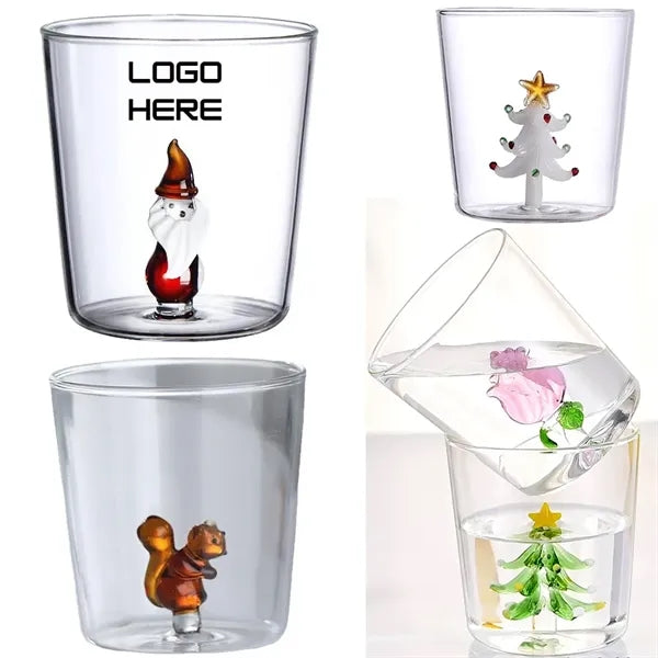 3D Glass Cup with Cute Animal Figurine Inside Coffee Mug /Hi