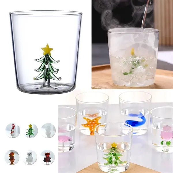 3D Glass Cup with Cute Animal Figurine Inside Coffee Mug /Hi