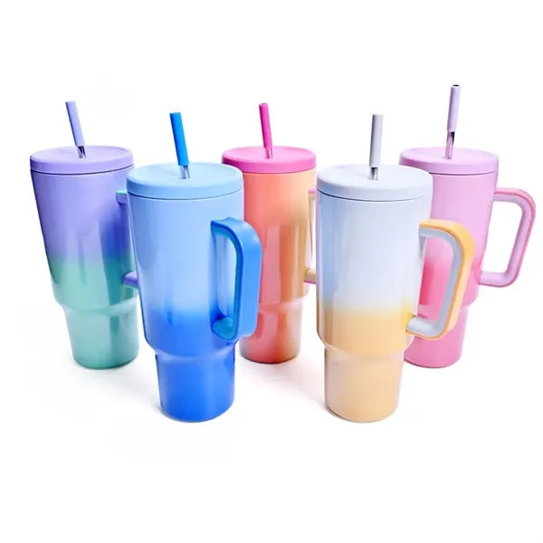40oz/1140ml Metal Tumbler With Straw And Silicone Handle