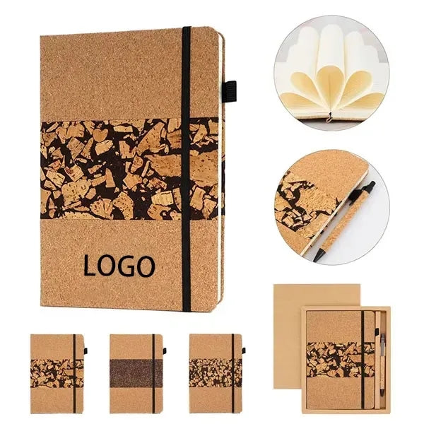 A5 Cork Coffee Grounds 180 Pages Notebook With Pen Holder