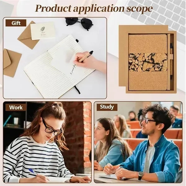 A5 Cork Coffee Grounds 180 Pages Notebook With Pen Holder