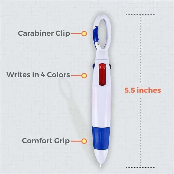 Retractable Shuttle Pens with Carabiner Clip