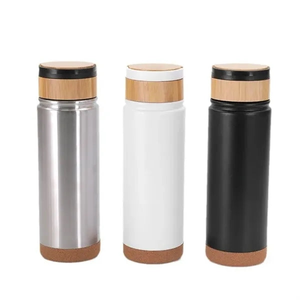 18oz Custom Logo Direct Drinking Vacuum Flask Bamboo Lid