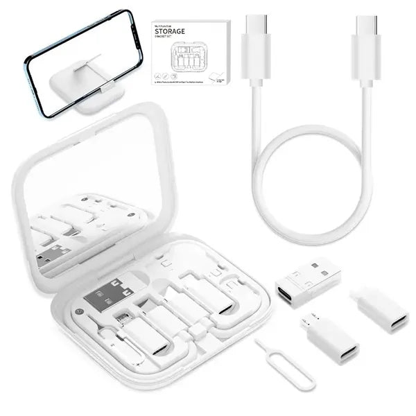 6-in-1 Multi-Function Data Cable Storage Set with Mirror