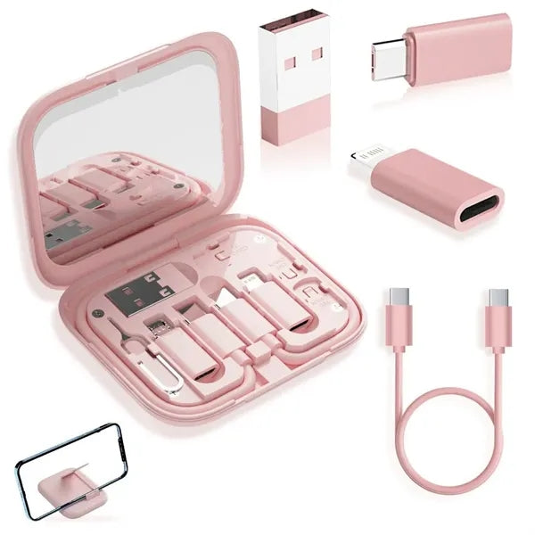 6-in-1 Multi-Function Data Cable Storage Set with Mirror