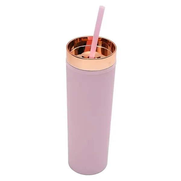 16oz Plastic Straight Tumbler With Straw