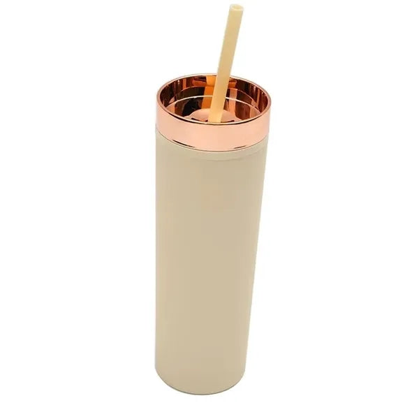 16oz Plastic Straight Tumbler With Straw