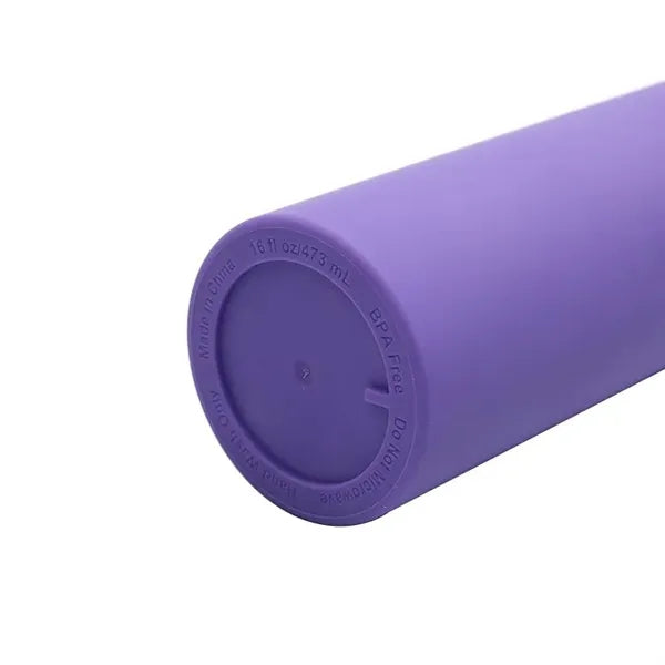 16oz Plastic Straight Tumbler With Straw