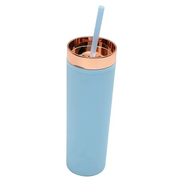 16oz Plastic Straight Tumbler With Straw