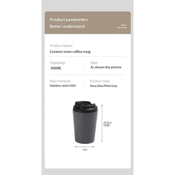 12 oz Stainless Steel Travel Cup