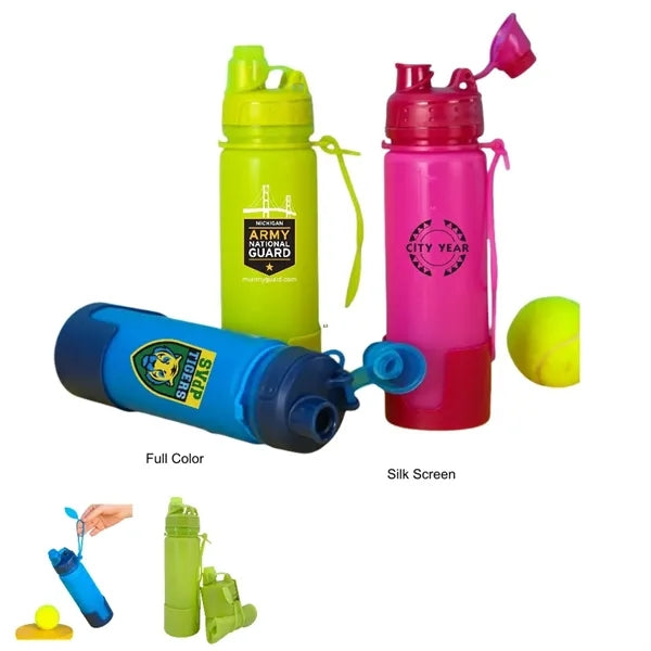 17 oz Silicone Collapsible Sports Water Bottle With Handle