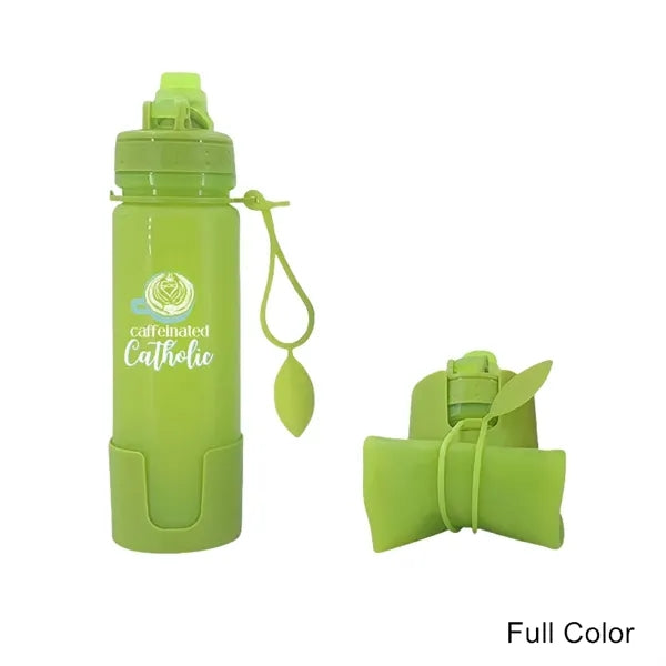 17 oz Silicone Collapsible Sports Water Bottle With Handle
