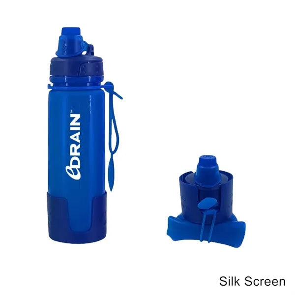 17 oz Silicone Collapsible Sports Water Bottle With Handle