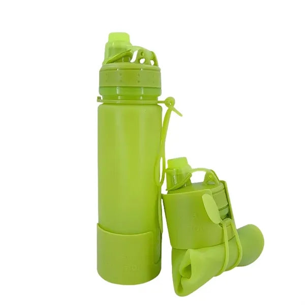17 oz Silicone Collapsible Sports Water Bottle With Handle