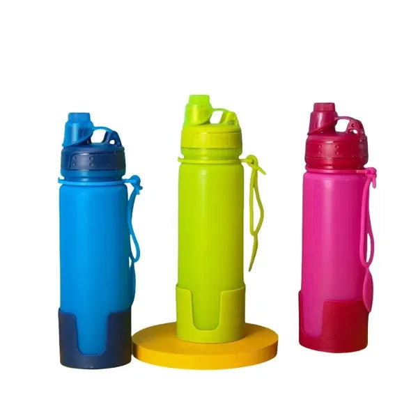 17 oz Silicone Collapsible Sports Water Bottle With Handle