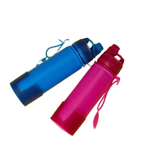 17 oz Silicone Collapsible Sports Water Bottle With Handle